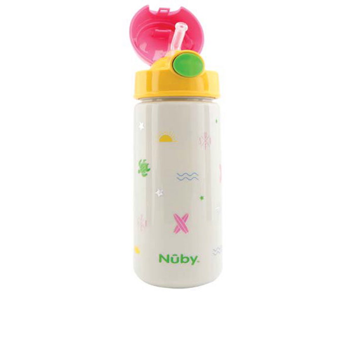 Nûby MUG avec bouton et paille souple #surf rose 540 ml Nûby MUG avec bouton et paille souple #surf rose 540 ml