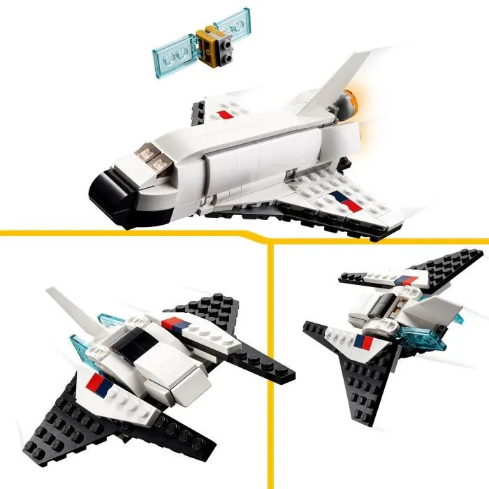 LEGO Creator 3-en-1 31134 Navette Spatiale Jouet de Construction avec Figurine d'Astronaute et Vaisseau, Enfant 6 Ans et Plus