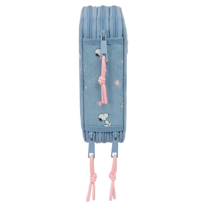 SAFTA Plumier Snoopy Peanuts triple étage de 37 pièces avec gomme, crayons, stylos, taille-crayon et feutres