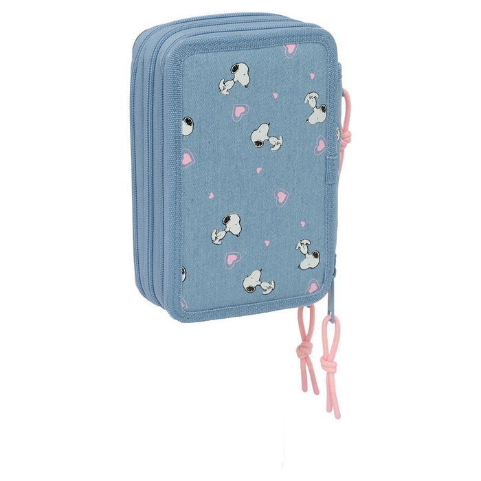 SAFTA Plumier Snoopy Peanuts triple étage de 37 pièces avec gomme, crayons, stylos, taille-crayon et feutres