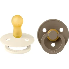 Bibs Sucette bébé Colour Embout rond Taille 2 Ivory Dark Oak - Pack de 2