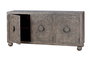GINER Y COLOMER Buffet 3 portes en bois de manguier gris vieilli, finition lavée - Dimensions 172 x 43 x 82 cm