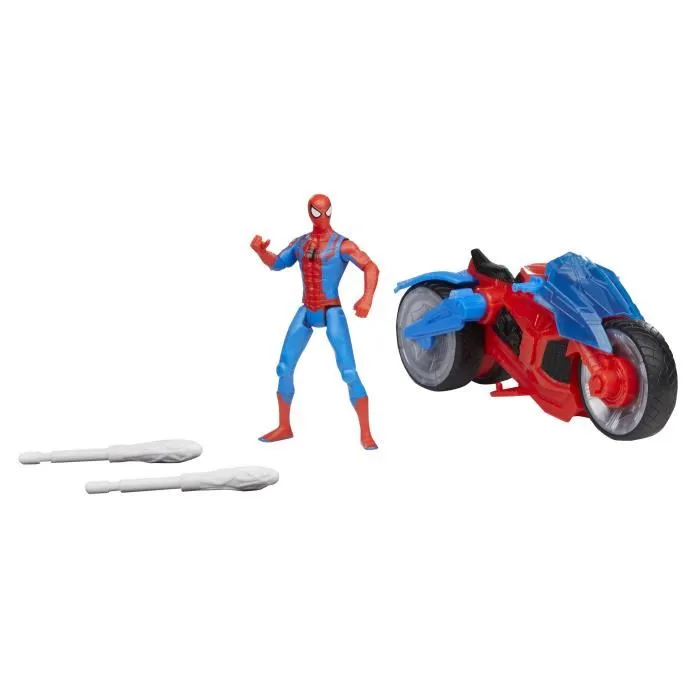 Hasbro - Figurine Marvel Spider-Man Arachno-Moto avec Lance-Toile et Moto, 10 cm, Action et Jeu, À partir de 4 ans