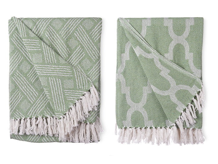 GIFTDECOR Produit multiusage Jacquard Vert 180 x 220 cm (Lot de 8)