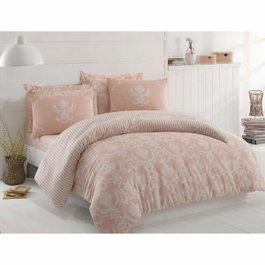BigBuy Home Parure de couette King Size Poudre - 3 pièces