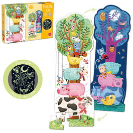 Goula Puzzle XXL Réversible 50217 avec Scène Lumineuse - 27 Pièces Géantes sur le Thème des Animaux - Jouet Éducatif pour Enfants de 2 Ans et Plus