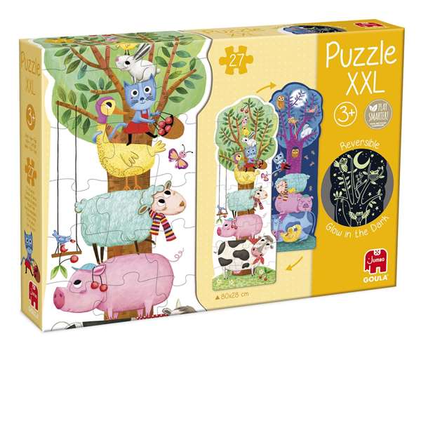 Goula Puzzle XXL Réversible 50217 avec Scène Lumineuse - 27 Pièces Géantes sur le Thème des Animaux - Jouet Éducatif pour Enfants de 2 Ans et Plus