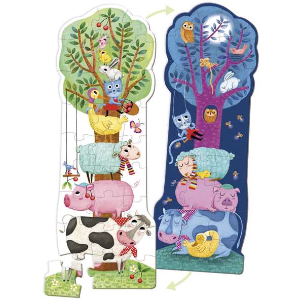 Goula Puzzle XXL Réversible 50217 avec Scène Lumineuse - 27 Pièces Géantes sur le Thème des Animaux - Jouet Éducatif pour Enfants de 2 Ans et Plus