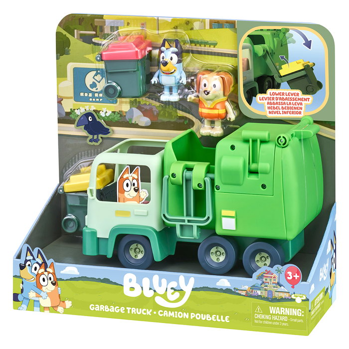 MOOSE Camion de poubelle Bluey avec figurines et conteneurs