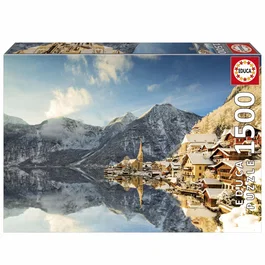 Educa Puzzle 1500 Pièces - Hallstatt en Hiver - Paysage d'Hiver - Puzzle Adulte 85 x 60 cm