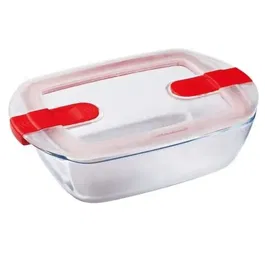 Pyrex 1451024 - Plat rectangulaire en verre borosilicate avec couvercle - 23 x 15 cm, 1.1 L - Résistant micro-ondes, four et chocs thermiques