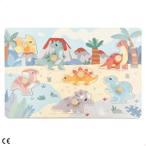 Color Baby Puzzle en Bois Dinosaure 29,5x25x21,5 cm - Modèles en Surtis