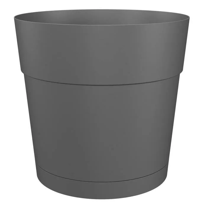 Artevasi Pot de fleurs rond Capri Large en plastique avec réservoir d'eau - Diamètre 30 cm (29.5 x 29.5 x 28.2 cm) - Anthracite