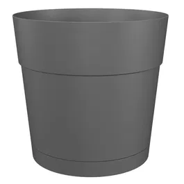 Artevasi Pot de fleurs rond Capri Large en plastique avec réservoir d'eau - Diamètre 30 cm (29.5 x 29.5 x 28.2 cm) - Anthracite
