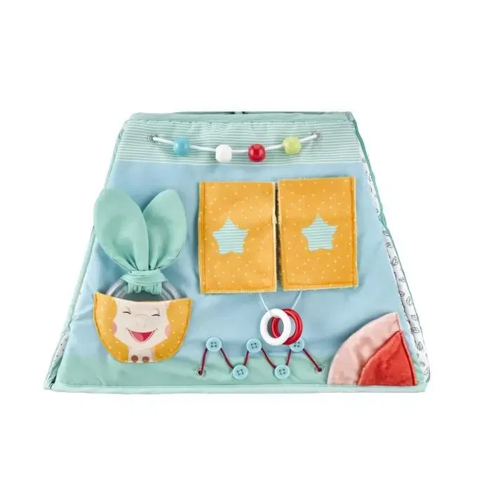 Sophie La Girafe - Tableau d'activités multiface pour bébé avec 14 jeux d'éveil sensoriel et de motricité fine - Bleu
