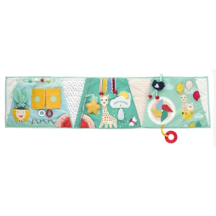 Sophie La Girafe - Tableau d'activités multiface pour bébé avec 14 jeux d'éveil sensoriel et de motricité fine - Bleu