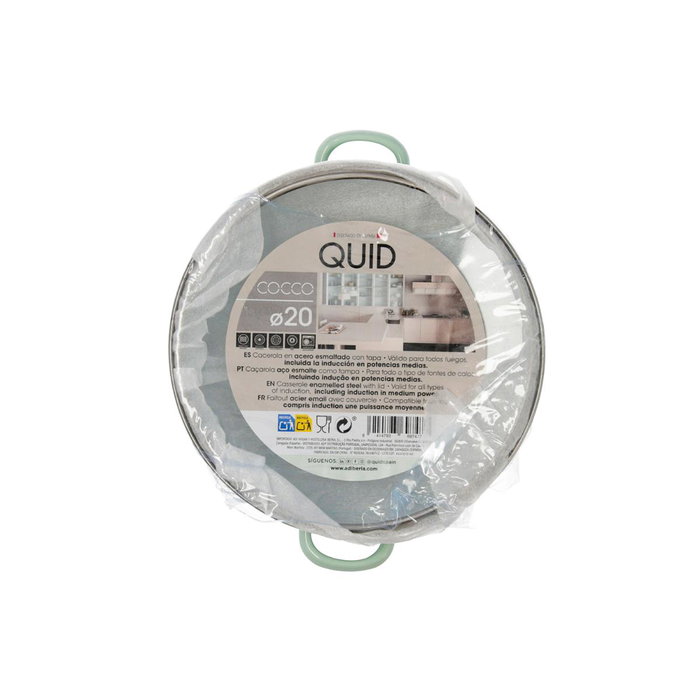 Quid Casserole en acier émaillé Cocco, 20 cm, finition brillante, vert, 6 unités