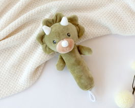 KioKids Sonajero Doudou Dinosaure Hocheur de dentition - Jouet de stimulation sensorielle pour bébé +0 mois - 18 cm - Vert