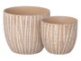 IBERGARDEN Set de 2 pots ovales effet tronc marron