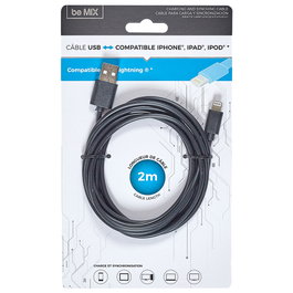 Be Mix Câble USB vers Lightning 2 m pour iPhone, iPad et iPod