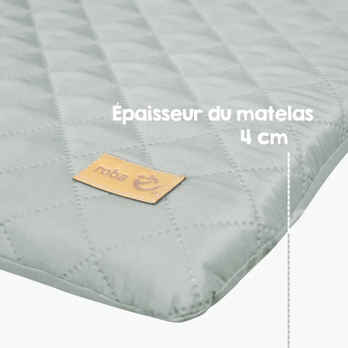 ROBA Matelas à langer Lily - Motif visage de lapin - 85 x 75 cm - Vert givré - Anti-dérapant, sans PVC ni phtalates, 100% polyester