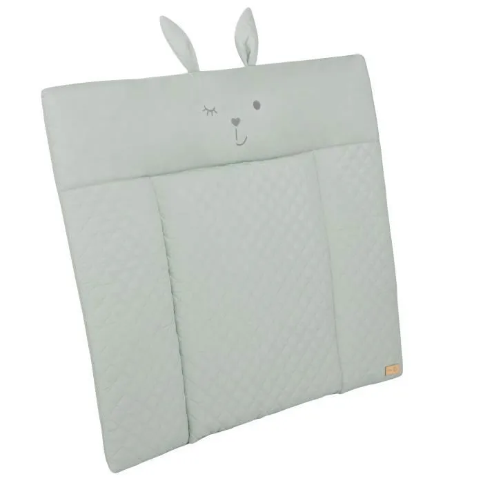 ROBA Matelas à langer Lily - Motif visage de lapin - 85 x 75 cm - Vert givré - Anti-dérapant, sans PVC ni phtalates, 100% polyester