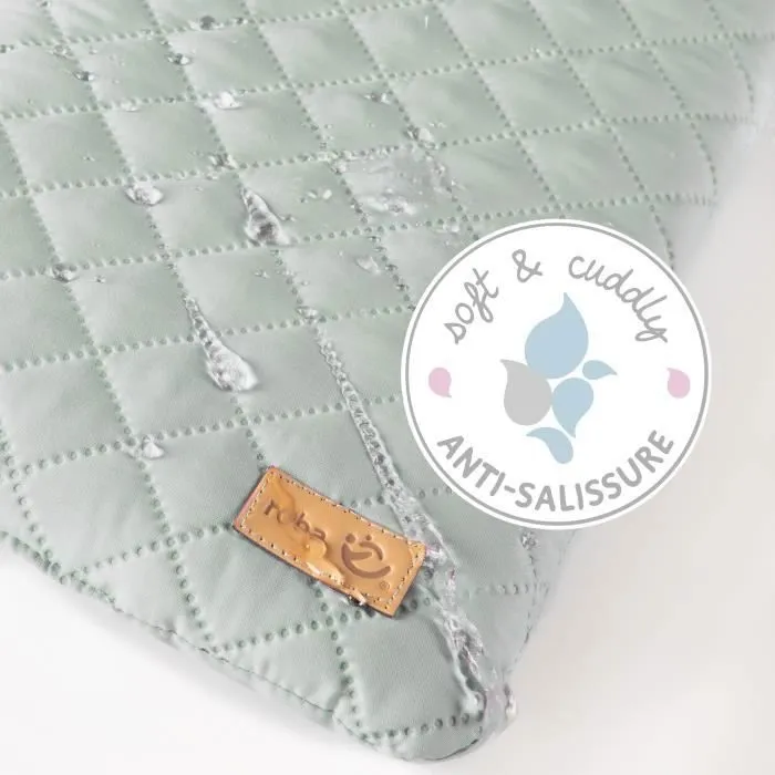 ROBA Matelas à langer Lily - Motif visage de lapin - 85 x 75 cm - Vert givré - Anti-dérapant, sans PVC ni phtalates, 100% polyester