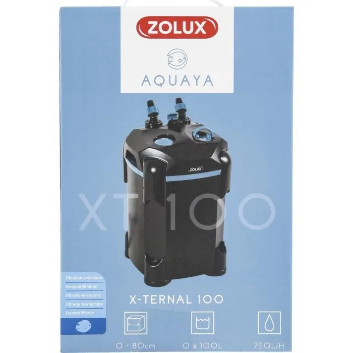 Zolux X-Ternal 100 Filtre exterieur pour aquarium jusqu'a 100 L - Puissance 9.3 W - Debit max 750 L/h - Pompe avec buse rotative et 2 paniers