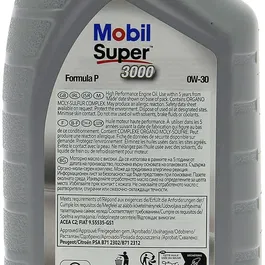 Mobil - Huile moteur synthétique haute performance Super 3000 Formula-P 0W-30 - Bidon 1L