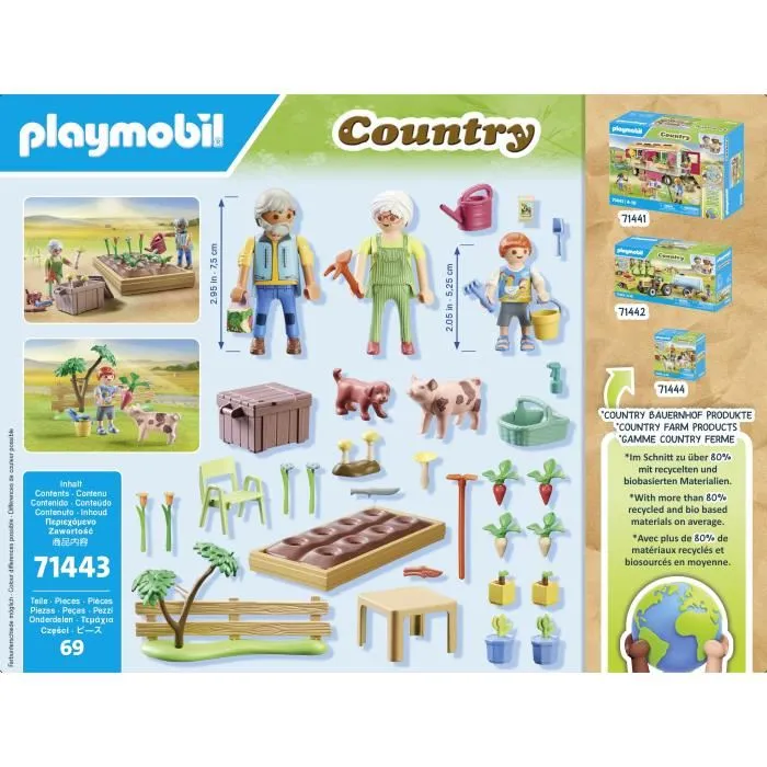 Playmobil 71443 - Grands-parents et potager Country - Figurines et accessoires avec matériaux biosourcés - Jeu de construction pour enfant dès 4 ans Playmobil 71443 - Grands-parents et potager Country - Figurines et accessoires avec matériaux biosourcés - Jeu de construction pour enfant dès 4 ans