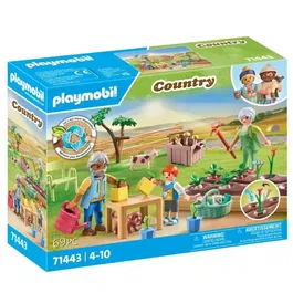 Playmobil 71443 - Grands-parents et potager Country - Figurines et accessoires avec matériaux biosourcés - Jeu de construction pour enfant dès 4 ans
