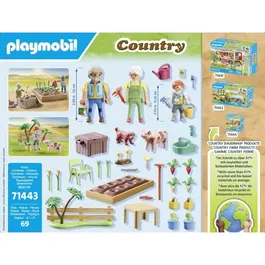 Playmobil 71443 - Grands-parents et potager Country - Figurines et accessoires avec matériaux biosourcés - Jeu de construction pour enfant dès 4 ans