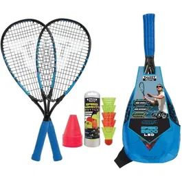 Schildkröt Set de Speedbadminton Speed 6600 LED - 2 Raquettes avec Mega Power Zone et 5 Volants dont 2 avec LED verte pour matchs de nuit