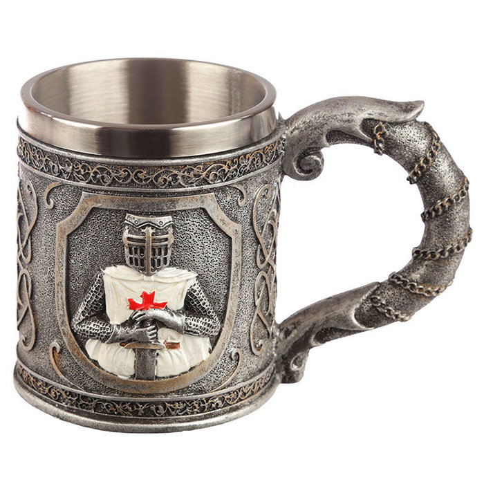 PUCKATOR Tasse 'Chevaliers des Croisades' en Résine avec Inox - Dimensions 10.5x15x9.5 cm