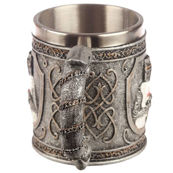 PUCKATOR Tasse 'Chevaliers des Croisades' en Résine avec Inox - Dimensions 10.5x15x9.5 cm