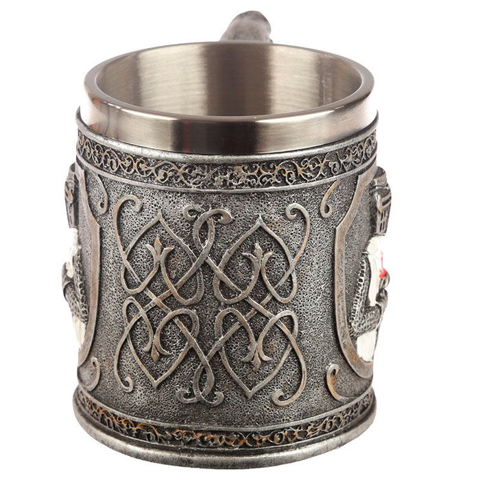 PUCKATOR Tasse 'Chevaliers des Croisades' en Résine avec Inox - Dimensions 10.5x15x9.5 cm