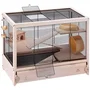 Ferplast Hamsterville - Cage pour hamster et petits rongeurs en bois FSC, avec grillage métallique, étages, roue, mangeoire et bac extractible