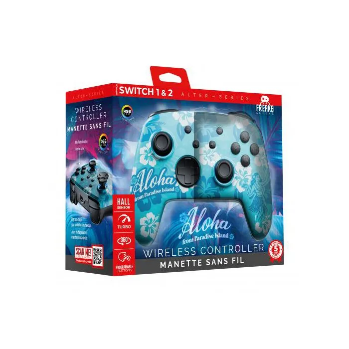 Freaks & Geeks Manette sans-fil RGB Aloha pour Nintendo Switch 1&2 et PC Freaks & Geeks Manette sans-fil RGB Aloha pour Nintendo Switch 1&2 et PC
