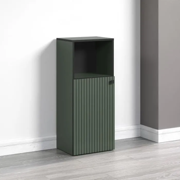 Trendteam PURE BLISS - Meuble de rangement bas pour salle de bain, décor vert sauge et noir, dimensions 40 x 95 x 31 cm Trendteam PURE BLISS - Meuble de rangement bas pour salle de bain, décor vert sauge et noir, dimensions 40 x 95 x 31 cm