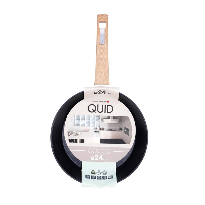 Quid Poêle en Aluminium Forgé Cocco 24 cm - 6 Unités, Revêtement Antiadhésif, Compatible Induction, Finition Brillant Blanc
