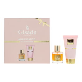 Gisada Set Coffret Parfum Ambassadora Eau de Parfum pour Femme 50 ml + Ambassador Gel Douche Nettoyant Corps Tous Types de Peau 100 ml