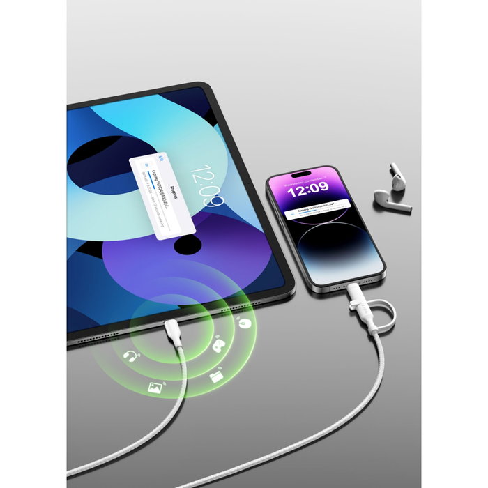 Belkin BoostCharge Pro 2-en-1 Câble USB-C et Lightning, 1,5 m, Blanc Belkin BoostCharge Pro 2-en-1 Câble USB-C et Lightning, 1,5 m, Blanc