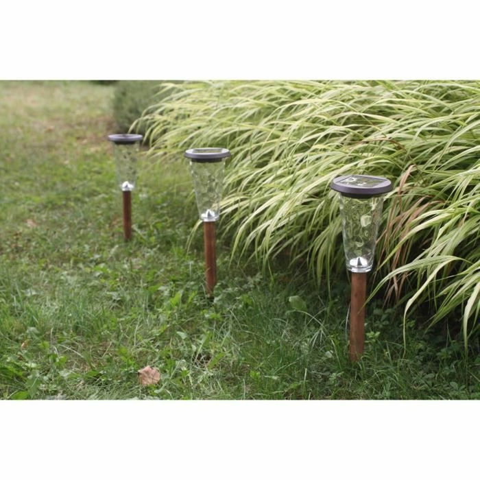 BigBuy Home Lot de 3 balises solaires Canopo Beige BigBuy Home Lot de 3 balises solaires Canopo Beige