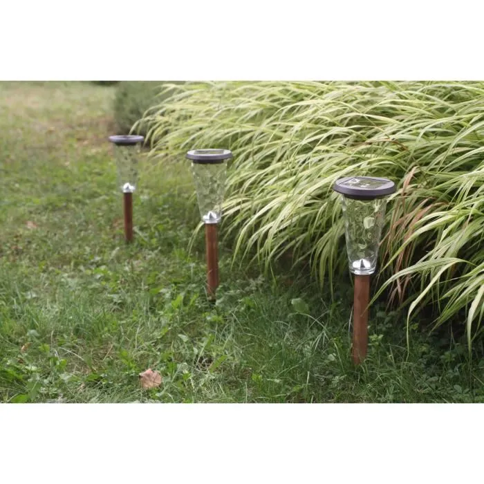 Canopo Lot de 3 balises solaires de jardin, 20 lumens, petit format, couleur beige