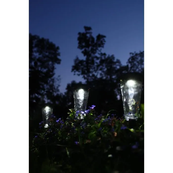 Canopo Lot de 3 balises solaires de jardin, 20 lumens, petit format, couleur beige