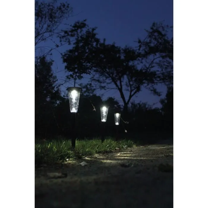 Canopo Lot de 3 balises solaires de jardin, 20 lumens, petit format, couleur beige