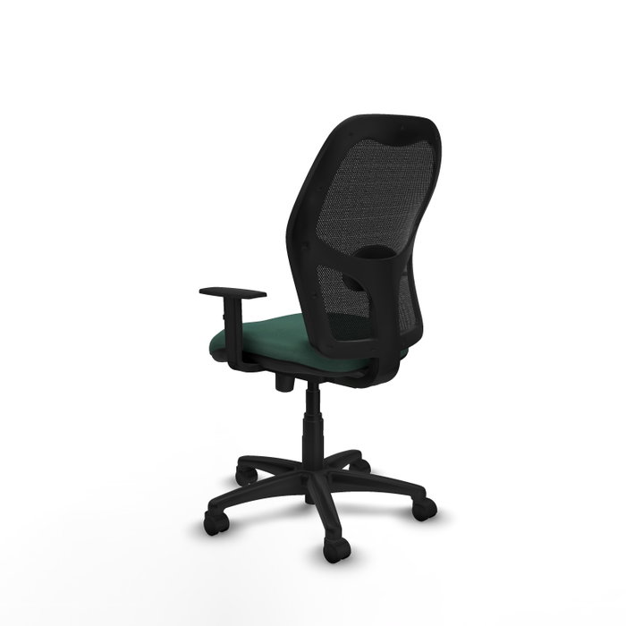Chaise Alocén Synchrone/Traslack tissu Vert foncé Maille Noir Structure polyamide noire Accoudoir 1D Sans appui-tête Roulettes en nylon 50 mm