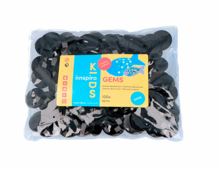 Innspiro Gemmes décoratives acryliques cercle noir opaque 25mm 100u. Approx.