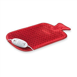 Beurer HK-44 Coussin chauffant électrique souple en forme de bouillotte, 30x50 cm, rouge, lavable, arrêt automatique 90 min