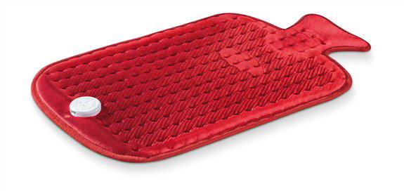 Beurer HK-44 Coussin chauffant électrique souple en forme de bouillotte, 30x50 cm, rouge, lavable, arrêt automatique 90 min